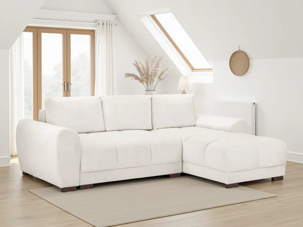 Azzuro  Universal Corner Sofabed: Plush Velvet, Convertible Sofa with Storage
