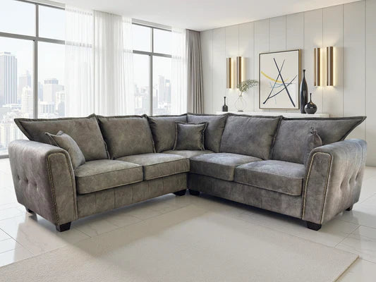 Luxury Serena Large Corner Sofa with Metal Trim & Quilted Sides