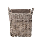 Wovenhill Wicker Grey Wash Square Log Basket with Hoop Handles