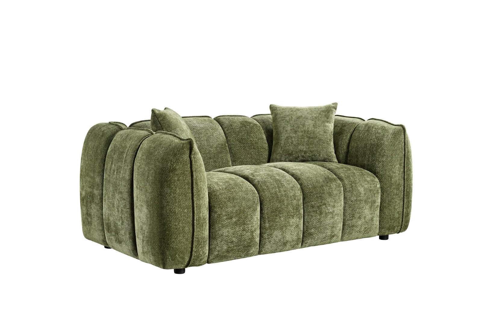 Stylish 2-Seater Velvet Sofa: Channel Tufted Design, Deep Seating