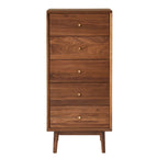 Wright Walnut Tallboy Chest of 5 Drawers