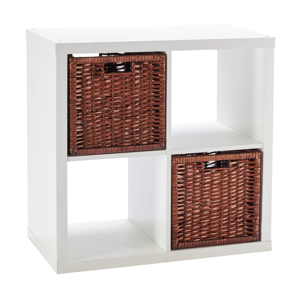 Set of 2 Square Willow Storage Baskets – Bronzed Brown or Grey