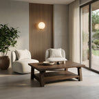 Large ARBA Rustic Wooden Coffee Table With Shelf In Walnut