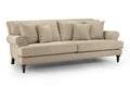 Luxurious Summer Beige Four-Seater Sofa with Scrolled Arms & Comfort Cushions