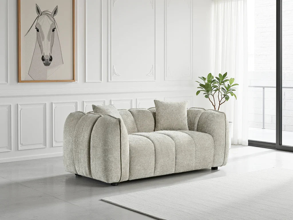 Stylish 2-Seater Velvet Sofa: Channel Tufted Design, Deep Seating
