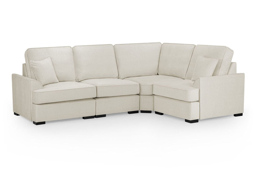 Comfortable Funk Beige Fabric Universal Corner Sofa with Foam-Filled Cushions