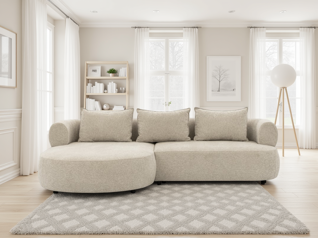 Luxurious Ferro Beige Left-Hand Corner Sofa - Plush Comfort, Modern Design