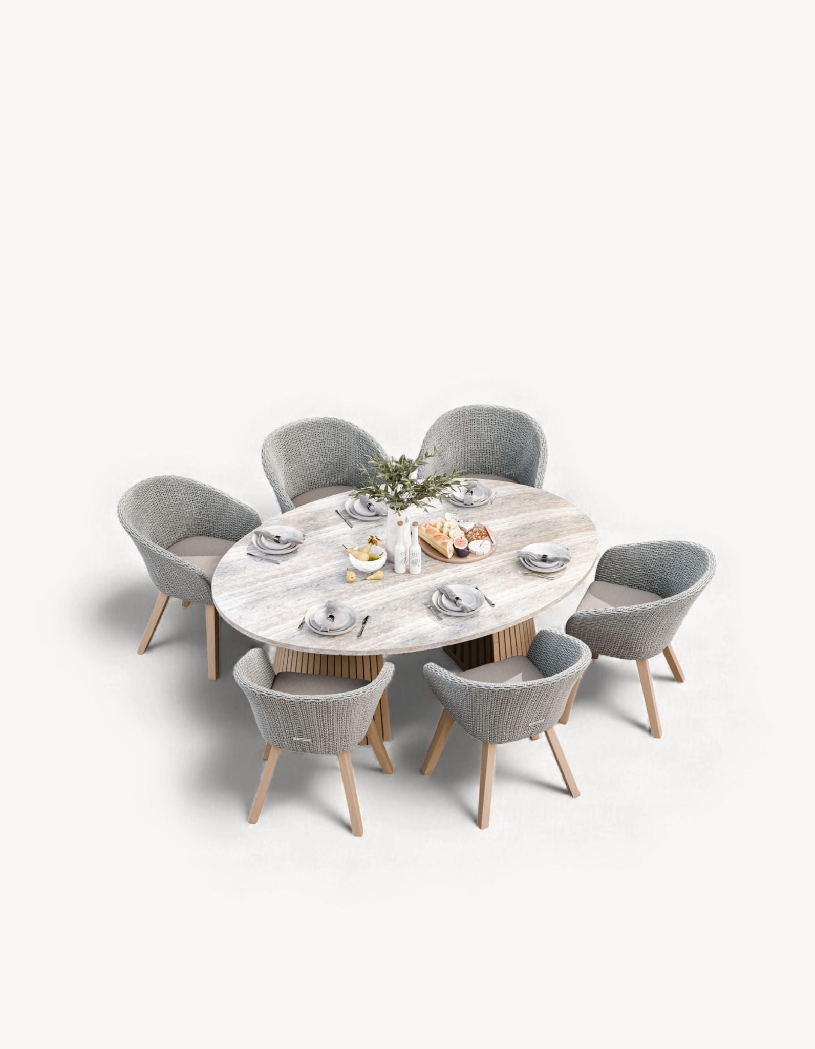 Jupiter 6 Seater Ellipse D Conical Dining Set with Sol Dining Chairs
