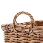Wovenhill Kubu Rattan Rectangular Log Basket with Hoop Handles