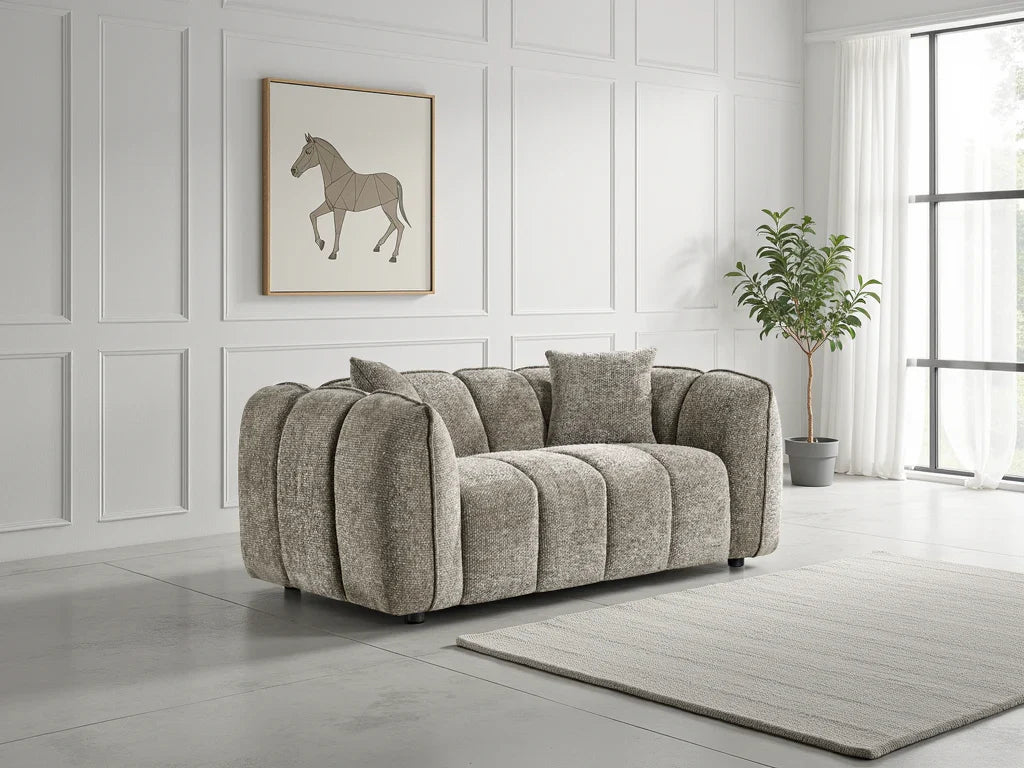 Stylish 2-Seater Velvet Sofa: Channel Tufted Design, Deep Seating