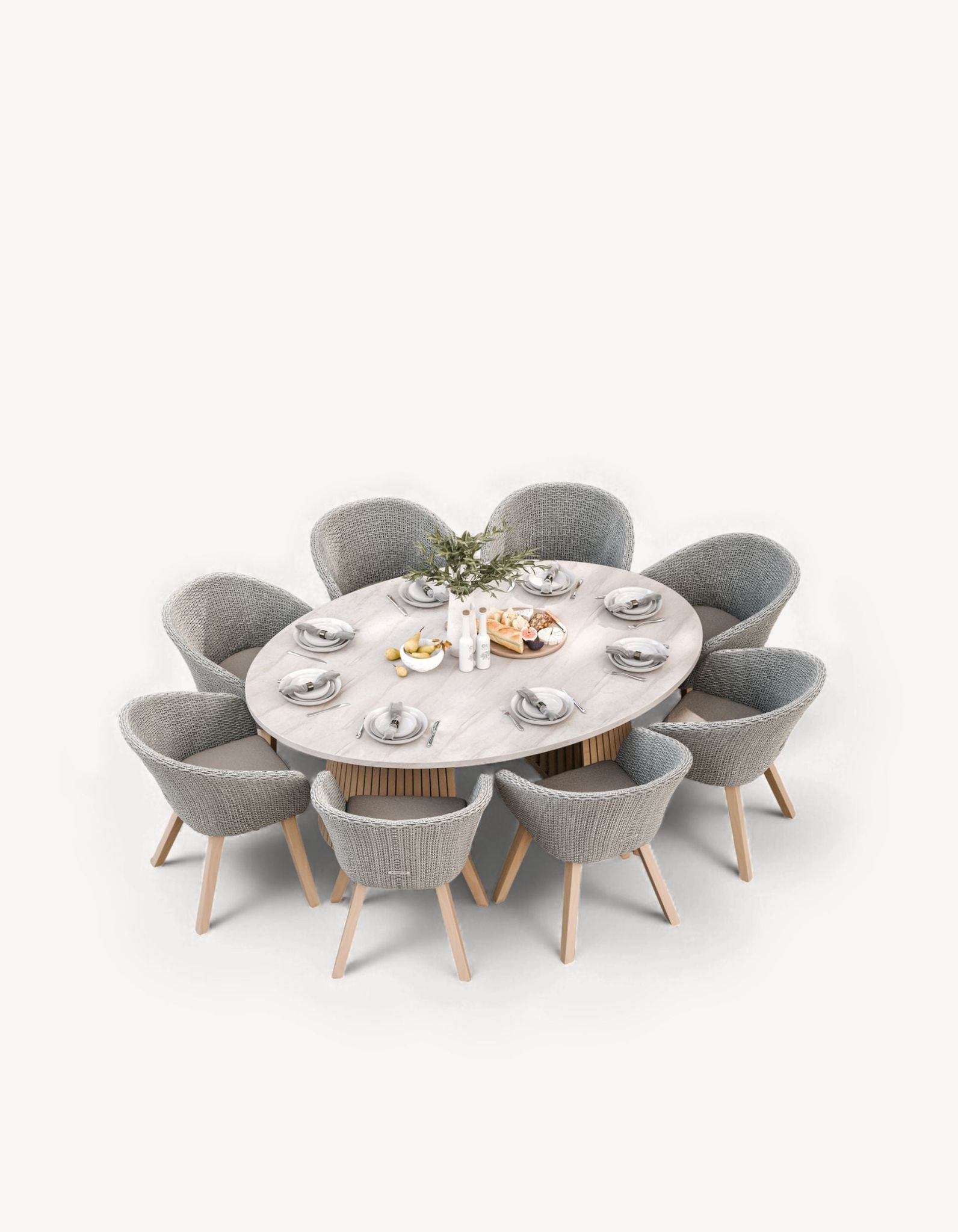 Saturn 8 Seater Ellipse D Conical Dining Set with Sol Dining Chairs