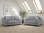Nebraska Fabric 3+2 Sofa Set: Plush, Removable Cushions, Wooden Feet