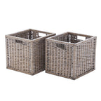 Set of 2 Square Willow Storage Baskets – Bronzed Brown or Grey