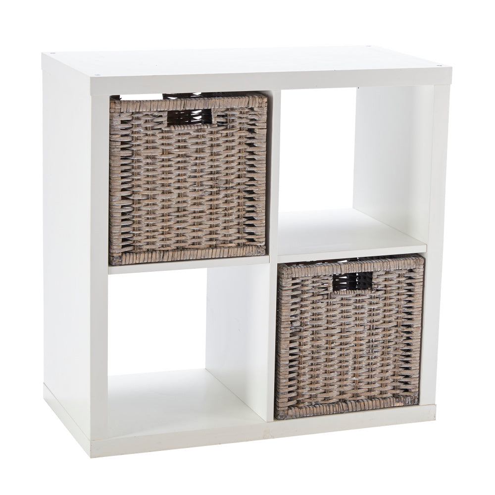 Set of 2 Square Willow Storage Baskets – Bronzed Brown or Grey